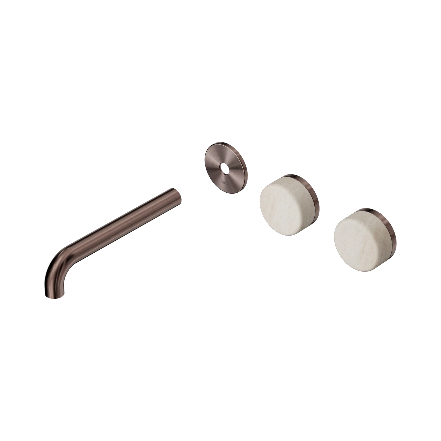 Serenity Wall Basin Set 185mm Offset Spout With Rome Travertine Handle Trim Kit Only Brushed Bronze