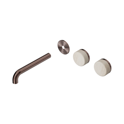 Serenity Wall Basin Set 185mm Offset Spout With Rome Travertine Handle Trim Kit Only Brushed Bronze