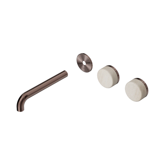 Serenity Wall Basin Set 185mm Offset Spout With Rome Travertine Handle Trim Kit Only Brushed Bronze