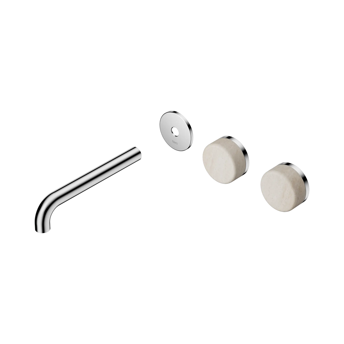 Serenity Wall Basin Set 185mm Offset Spout With Rome Travertine Handle Trim Kit Only Chrome