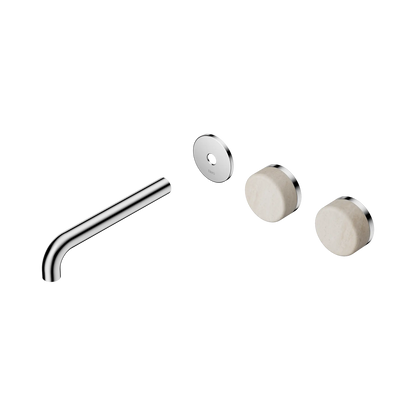 Serenity Wall Basin Set 185mm Offset Spout With Rome Travertine Handle Trim Kit Only Chrome