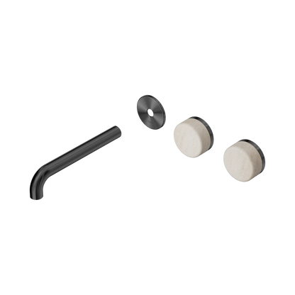 Serenity Wall Basin Set 185mm Offset Spout With Rome Travertine Handle Trim Kit Only Gun Metal