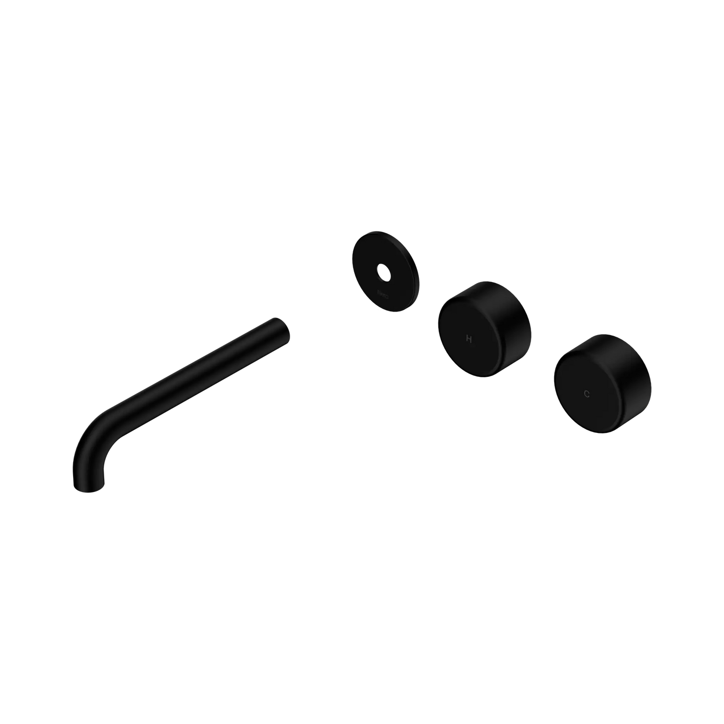 Serenity Wall Basin Set 185mm Offset Spout With Metal Handle Trim Kit Only Matte Black