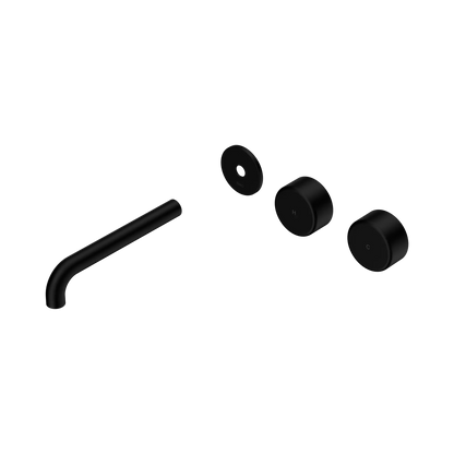 Serenity Wall Basin Set 185mm Offset Spout With Metal Handle Trim Kit Only Matte Black