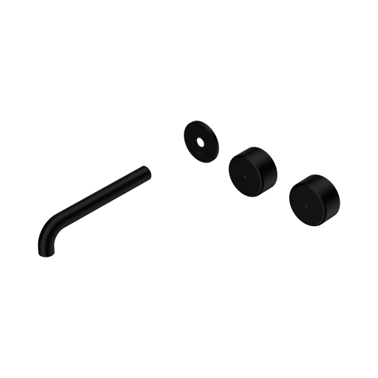 Serenity Wall Basin Set 185mm Offset Spout With Metal Handle Trim Kit Only Matte Black