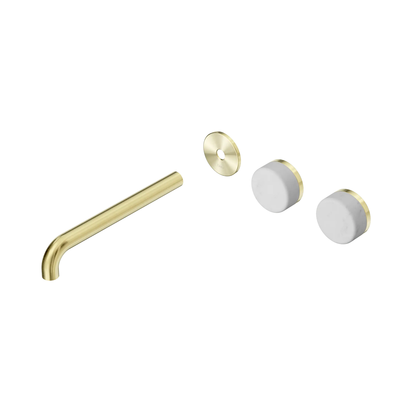 Serenity Wall Basin Set 220mm Offset Spout With Carrara Handle Trim Kit Only Brushed Gold