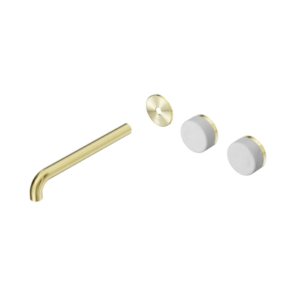 Serenity Wall Basin Set 220mm Offset Spout With Carrara Handle Trim Kit Only Brushed Gold