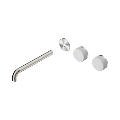 Serenity Wall Basin Set 220mm Offset Spout With Carrara Handle Trim Kit Only Brushed Nickel