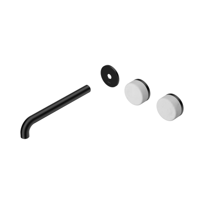 Serenity Wall Basin Set 220mm Offset Spout With Carrara Handle Trim Kit Only Matte Black