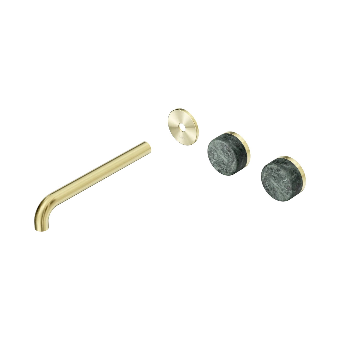 Serenity Wall Basin Set 220mm Offset Spout With Verde Alpi Handle Trim Kit Only Brushed Gold