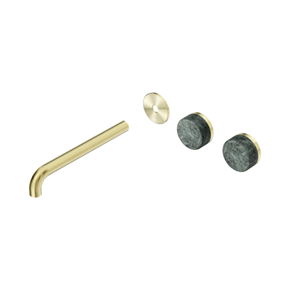 Serenity Wall Basin Set 220mm Offset Spout With Verde Alpi Handle Trim Kit Only Brushed Gold