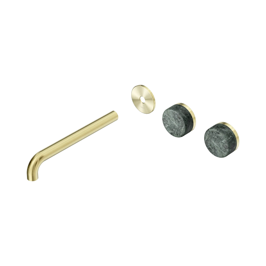 Serenity Wall Basin Set 220mm Offset Spout With Verde Alpi Handle Trim Kit Only Brushed Gold