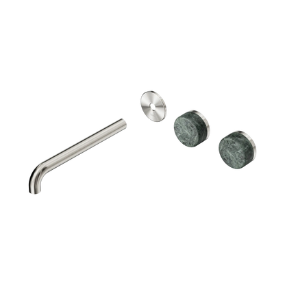Serenity Wall Basin Set 220mm Offset Spout With Verde Alpi Handle Trim Kit Only Brushed Nickel