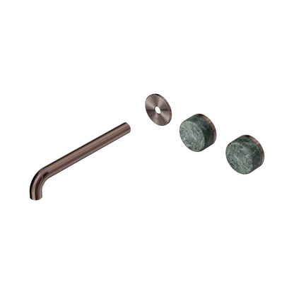 Serenity Wall Basin Set 220mm Offset Spout With Verde Alpi Handle Trim Kit Only Brushed Bronze