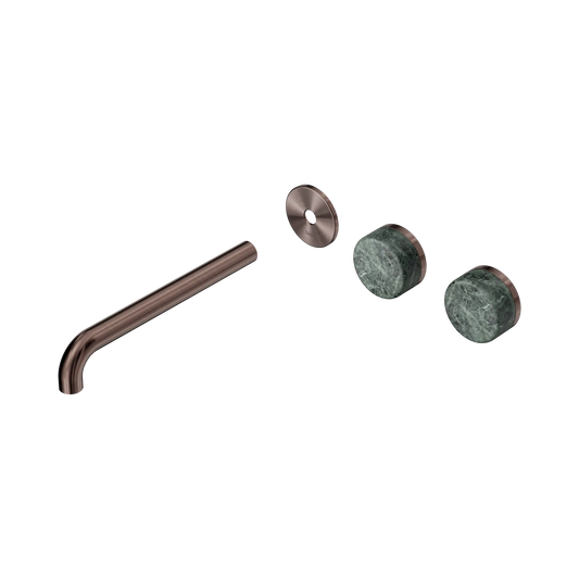 Serenity Wall Basin Set 220mm Offset Spout With Verde Alpi Handle Trim Kit Only Brushed Bronze