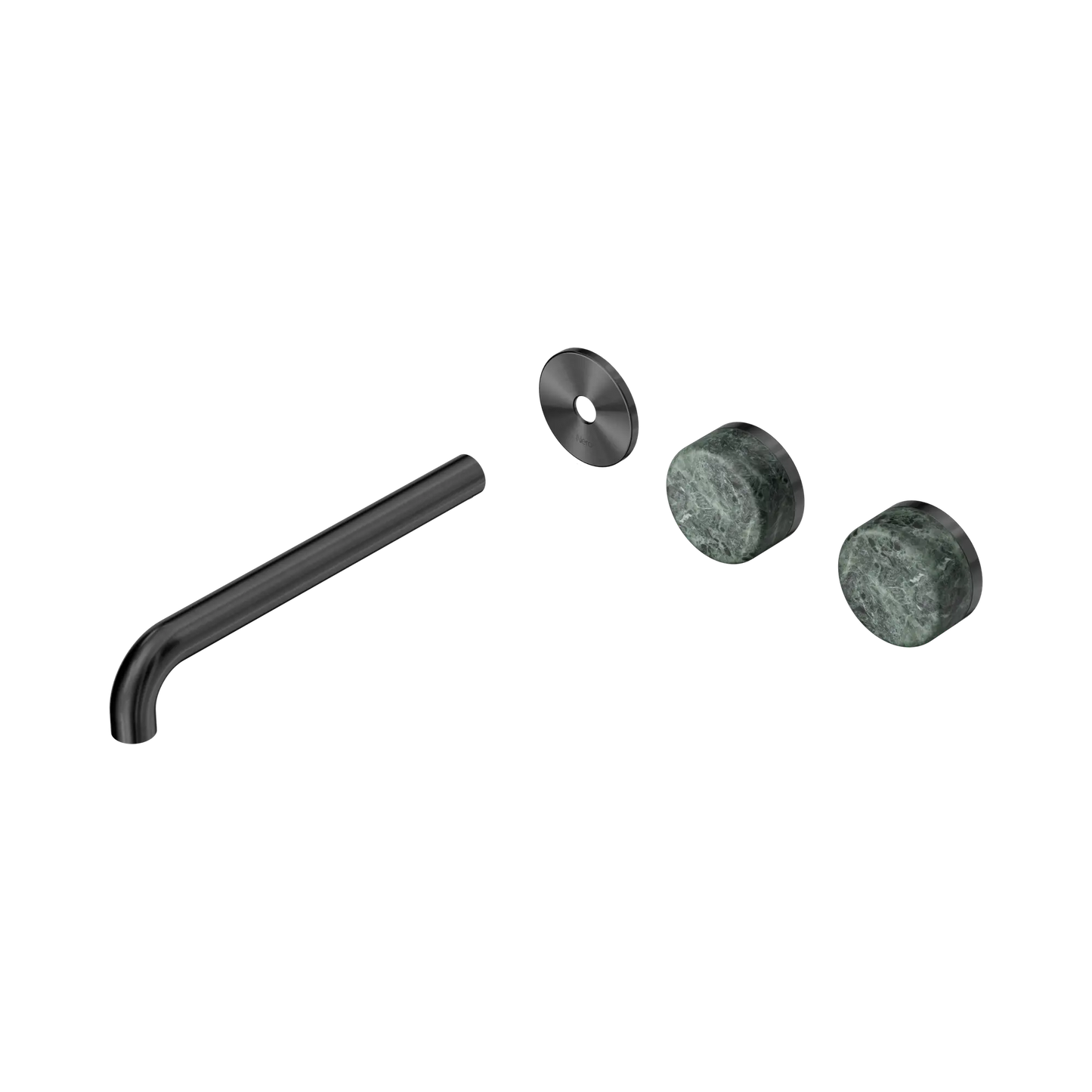 Serenity Wall Basin Set 220mm Offset Spout With Verde Alpi Handle Trim Kit Only Gun Metal