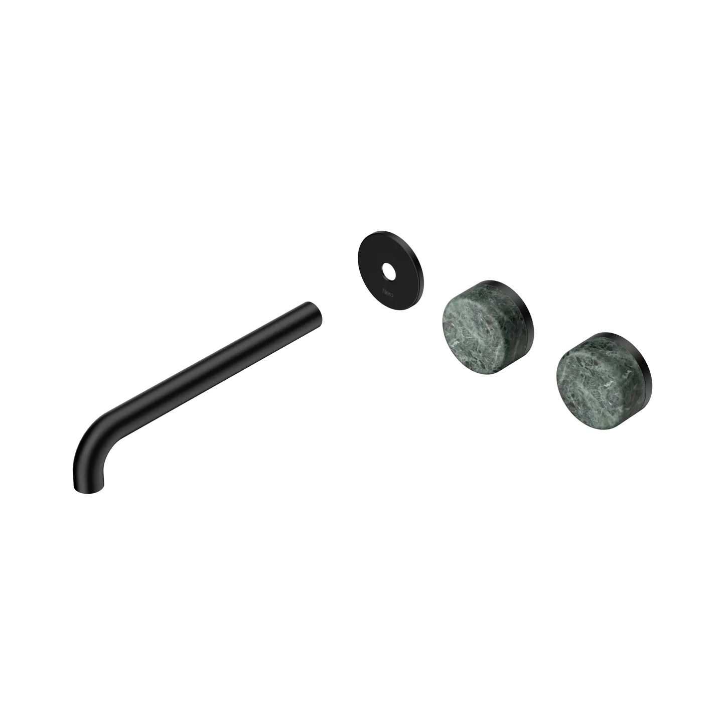 Serenity Wall Basin Set 220mm Offset Spout With Verde Alpi Handle Trim Kit Only Matte Black