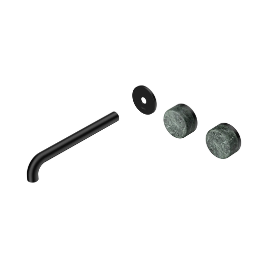 Serenity Wall Basin Set 220mm Offset Spout With Verde Alpi Handle Trim Kit Only Matte Black