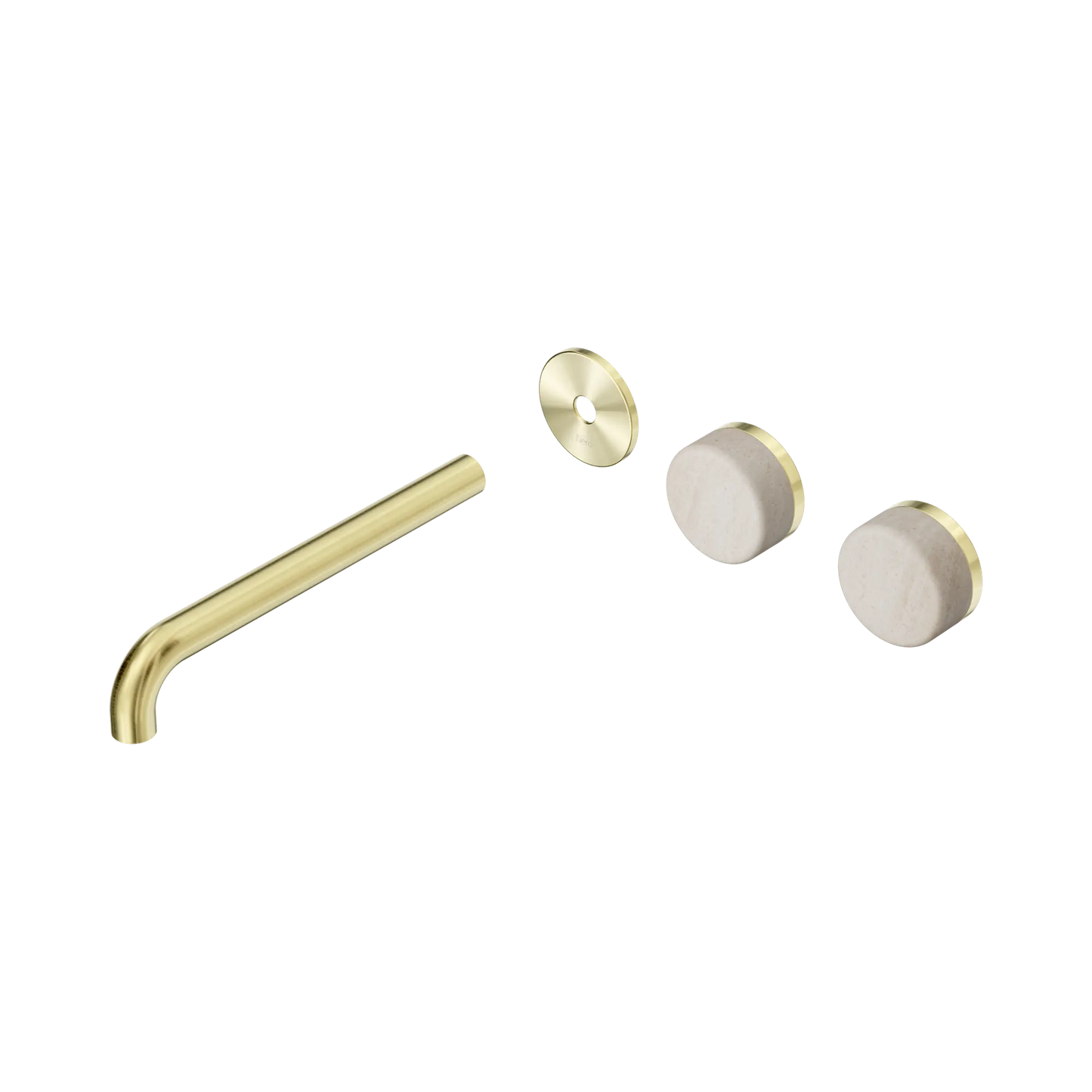 Serenity Wall Basin Set 220mm Offset Spout With Rome Travertine Handle Trim Kit Only Brushed Gold
