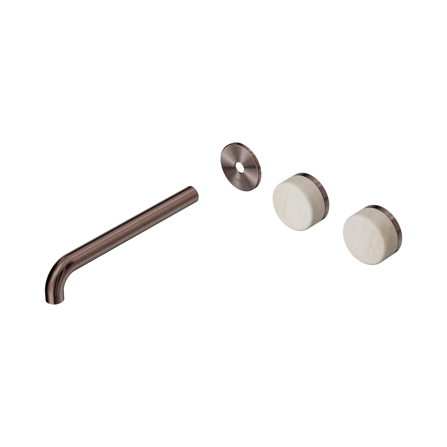 Serenity Wall Basin Set 220mm Offset Spout With Rome Travertine Handle Trim Kit Only Brushed Bronze