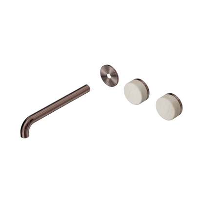 Serenity Wall Basin Set 220mm Offset Spout With Rome Travertine Handle Trim Kit Only Brushed Bronze