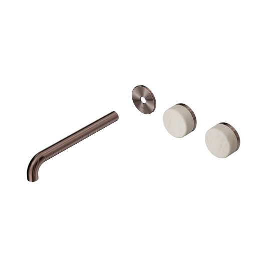Serenity Wall Basin Set 220mm Offset Spout With Rome Travertine Handle Trim Kit Only Brushed Bronze