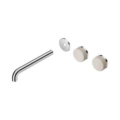 Serenity Wall Basin Set 220mm Offset Spout With Rome Travertine Handle Trim Kit Only Chrome