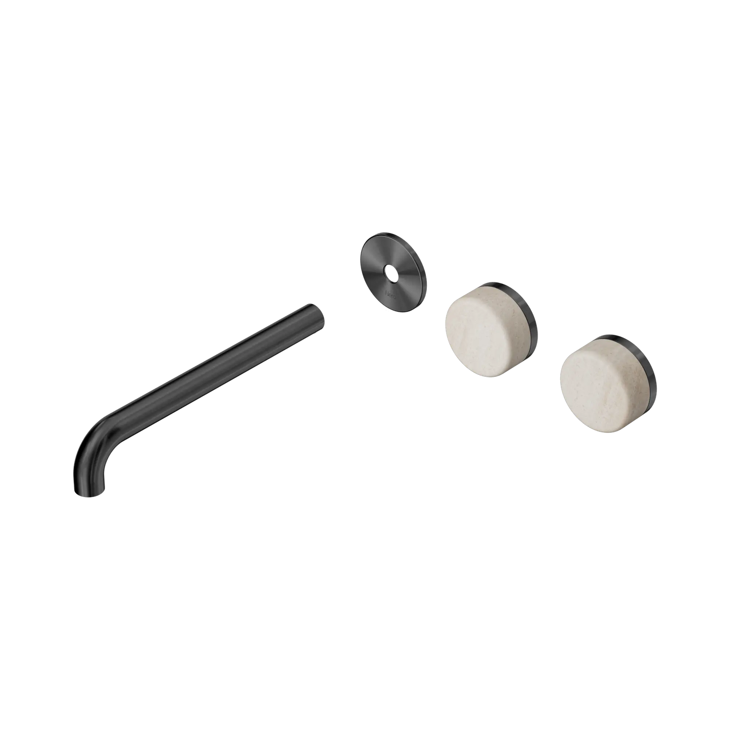 Serenity Wall Basin Set 220mm Offset Spout With Rome Travertine Handle Trim Kit Only Gun Metal