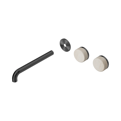 Serenity Wall Basin Set 220mm Offset Spout With Rome Travertine Handle Trim Kit Only Gun Metal