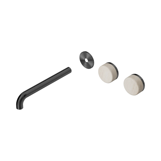 Serenity Wall Basin Set 220mm Offset Spout With Rome Travertine Handle Trim Kit Only Gun Metal
