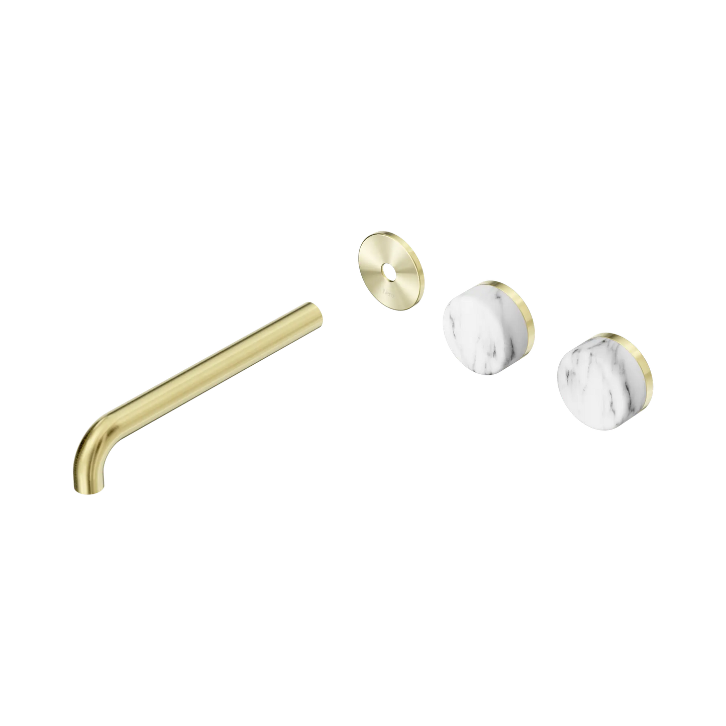 Serenity Wall Basin Set 220mm Offset Spout With Arabescato Corchia Handle Trim Kit Only Brushed Gold