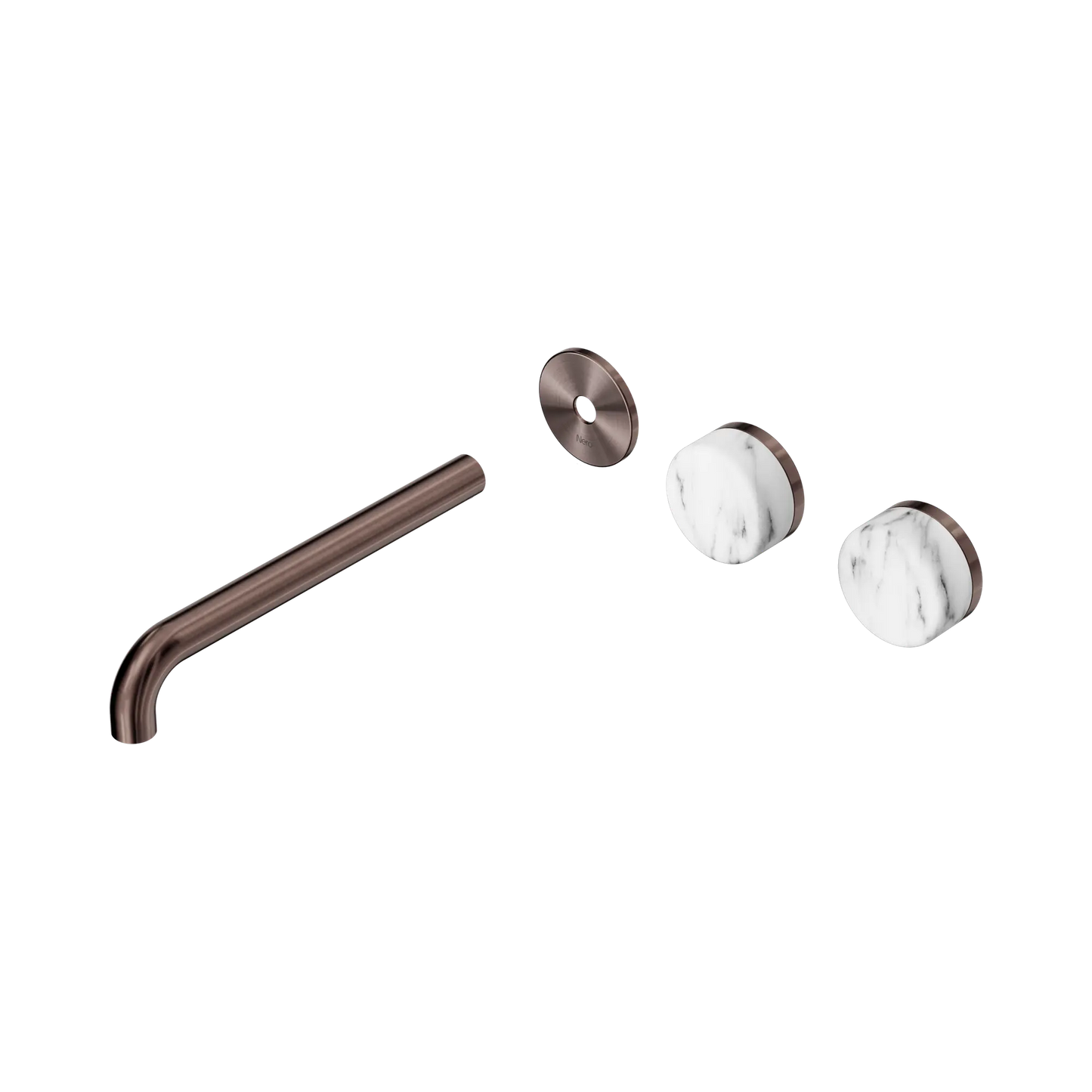 Serenity Wall Basin Set 220mm Offset Spout With Arabescato Corchia Handle Trim Kit Only Brushed Bronze