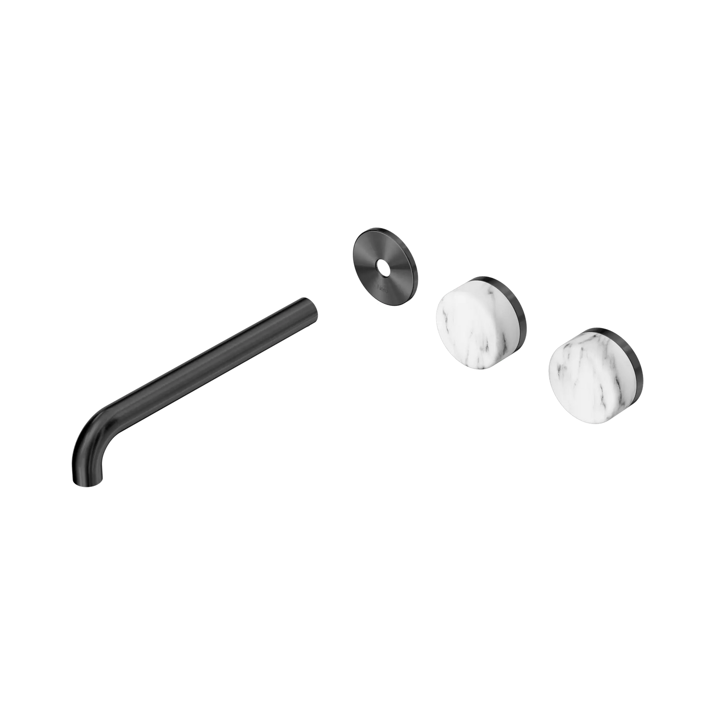 Serenity Wall Basin Set 220mm Offset Spout With Arabescato Corchia Handle Trim Kit Only Gun Metal