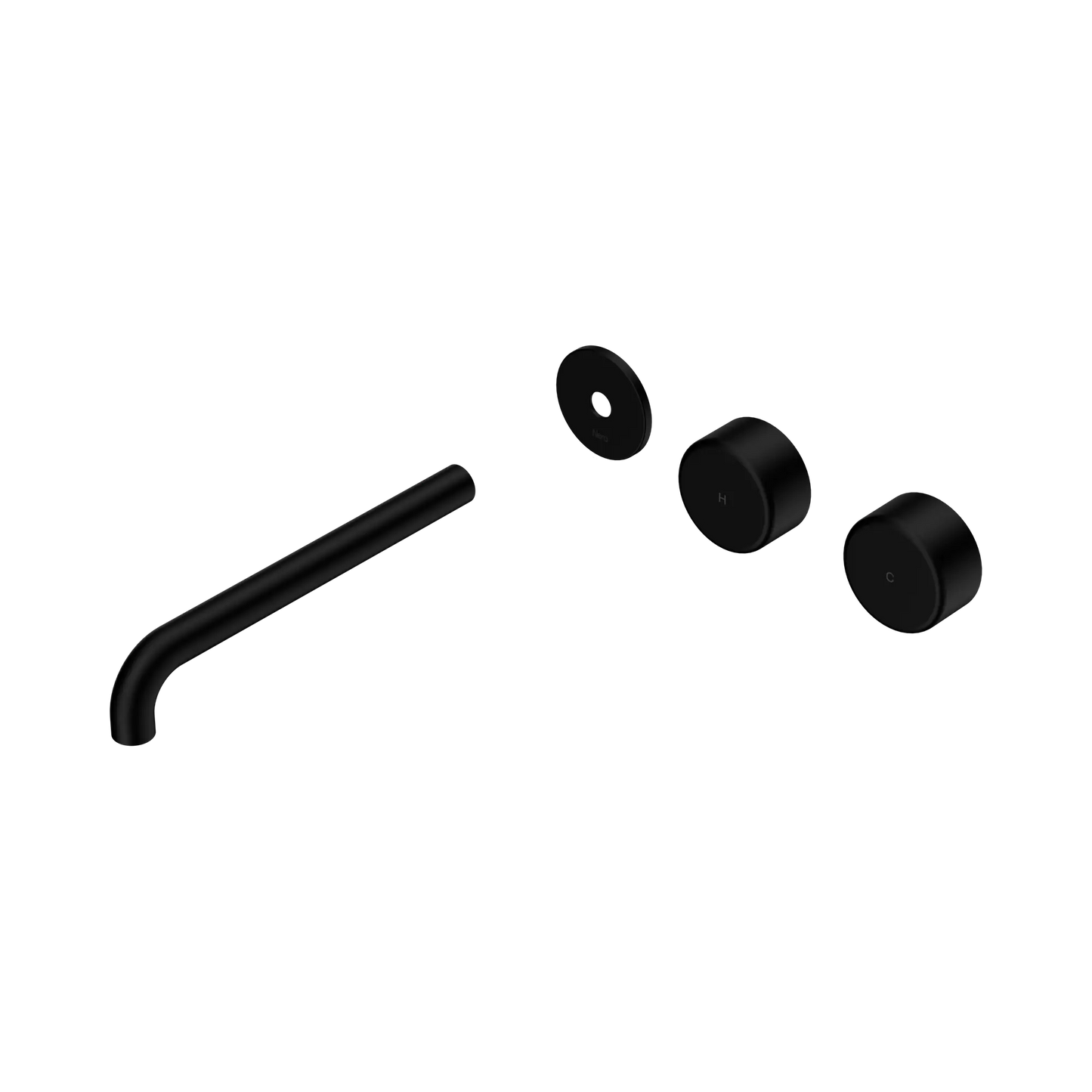 Serenity Wall Basin Set 220mm Offset Spout With Metal Handle Trim Kit Only Matte Black