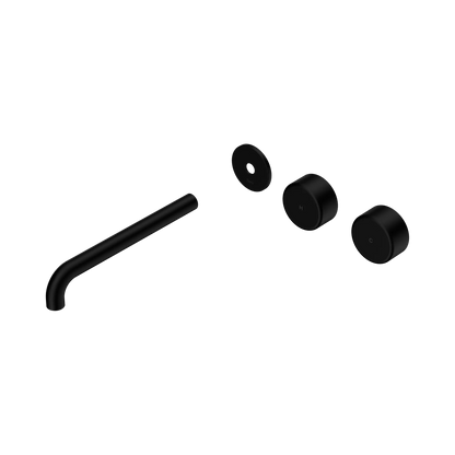 Serenity Wall Basin Set 220mm Offset Spout With Metal Handle Trim Kit Only Matte Black