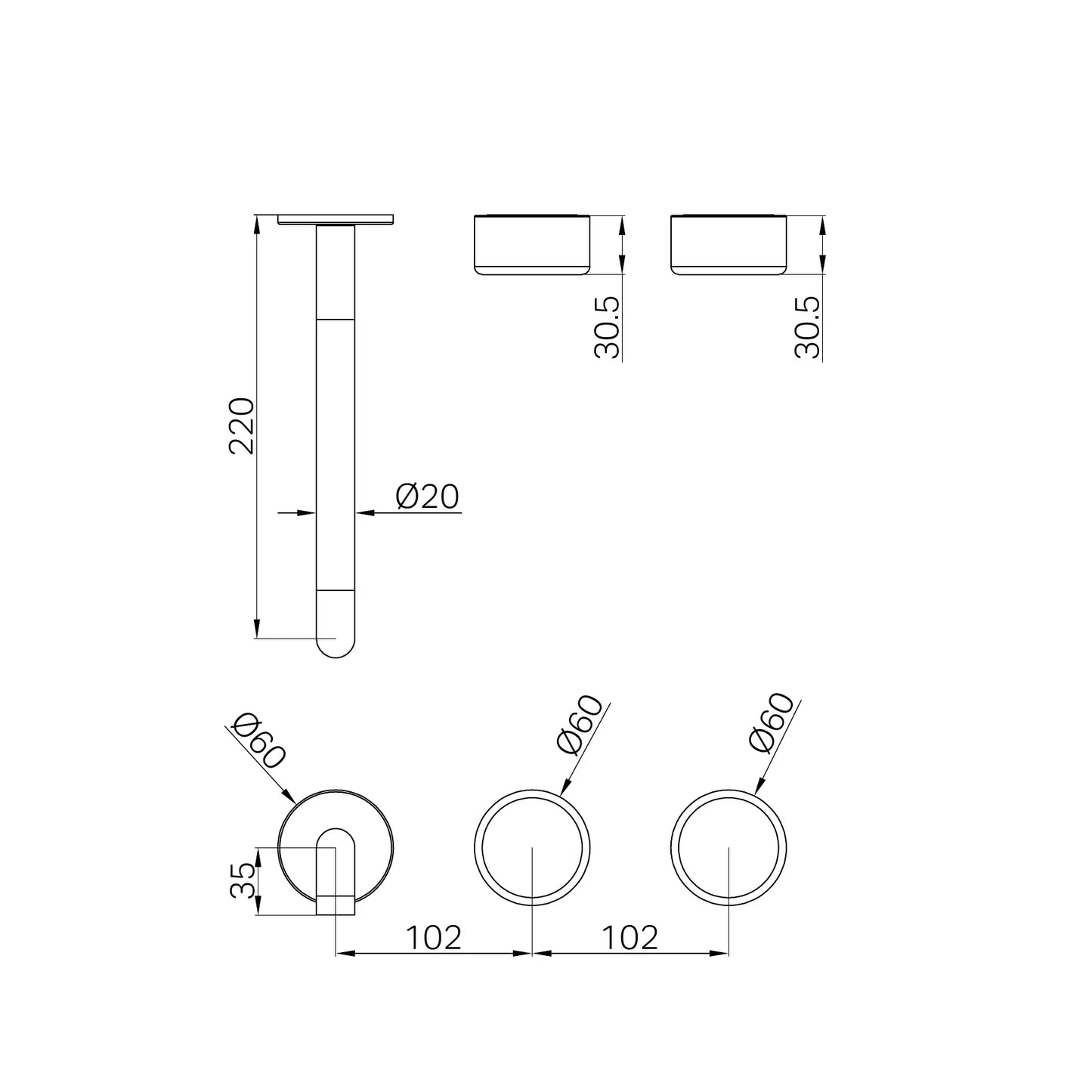 Serenity Wall Basin Set 220mm Offset Spout With Metal Handle Trim Kit Only Brushed Gold