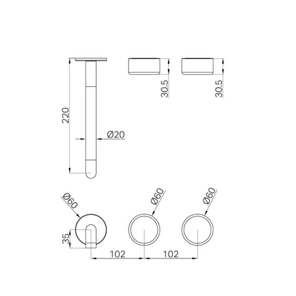 Serenity Wall Basin Set 220mm Offset Spout With Metal Handle Trim Kit Only Gun Metal