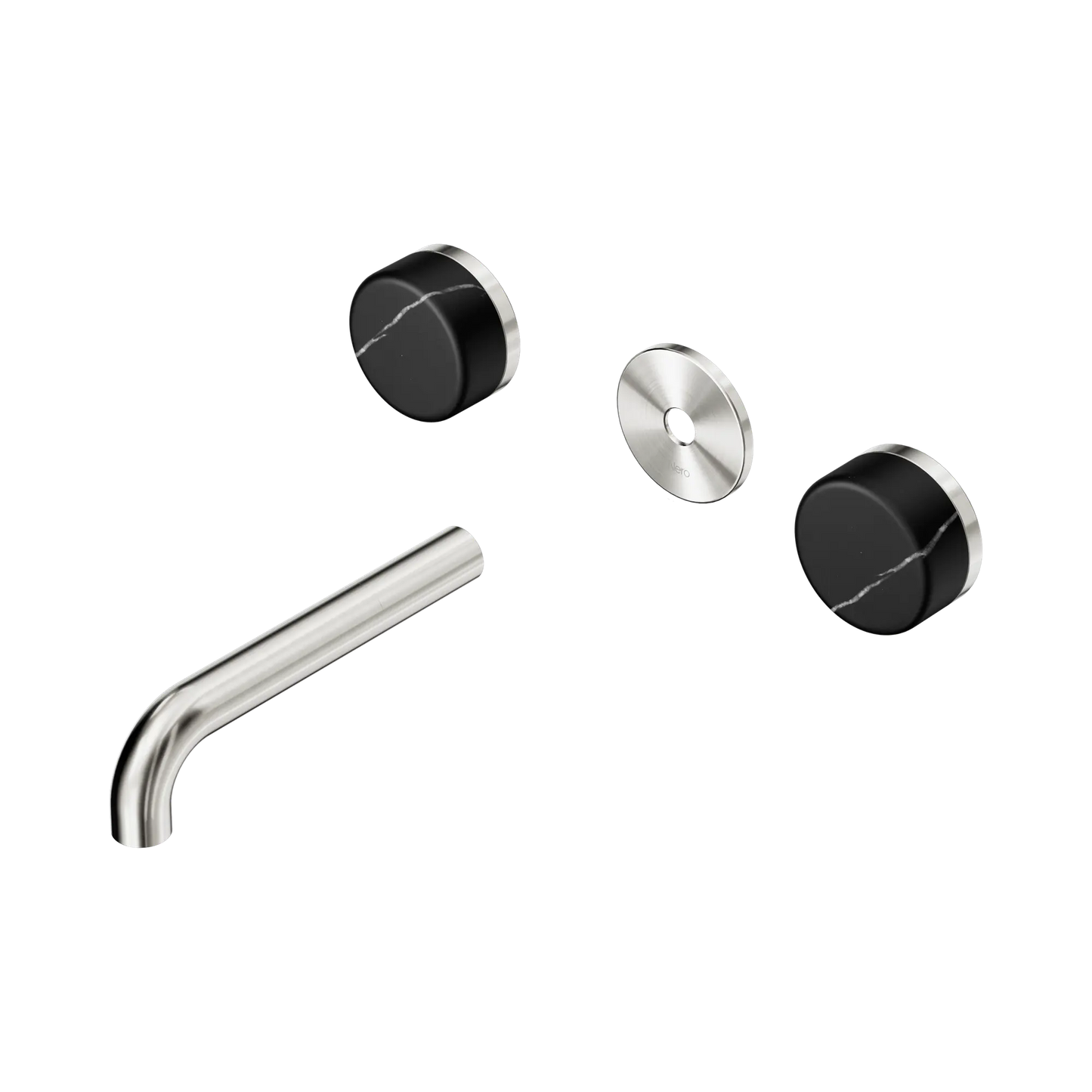 Serenity Wall Basin Set 160mm Spout With Marquina Black Handle Trim Kit Only Brushed Nickel