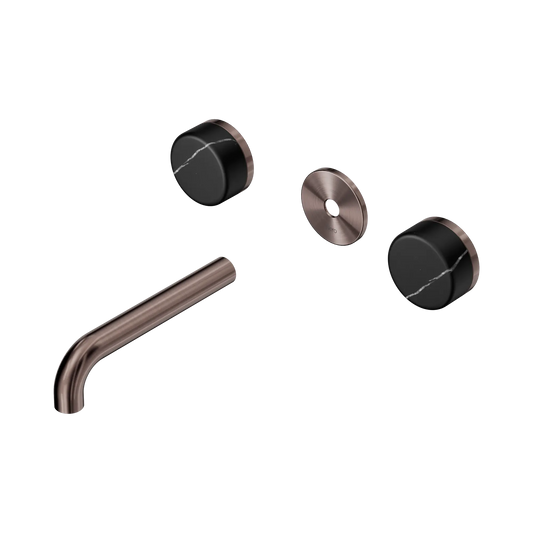 Serenity Wall Basin Set 160mm Spout With Marquina Black Handle Trim Kit Only Brushed Bronze