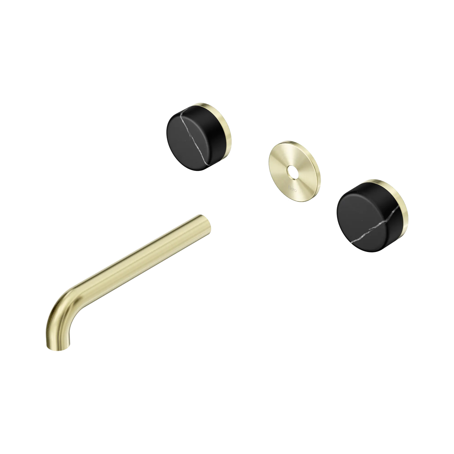 Serenity Wall Basin Set 185mm Spout With Marquina Black Handle Trim Kit Only Brushed Gold
