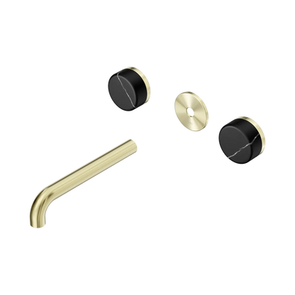 Serenity Wall Basin Set 185mm Spout With Marquina Black Handle Trim Kit Only Brushed Gold