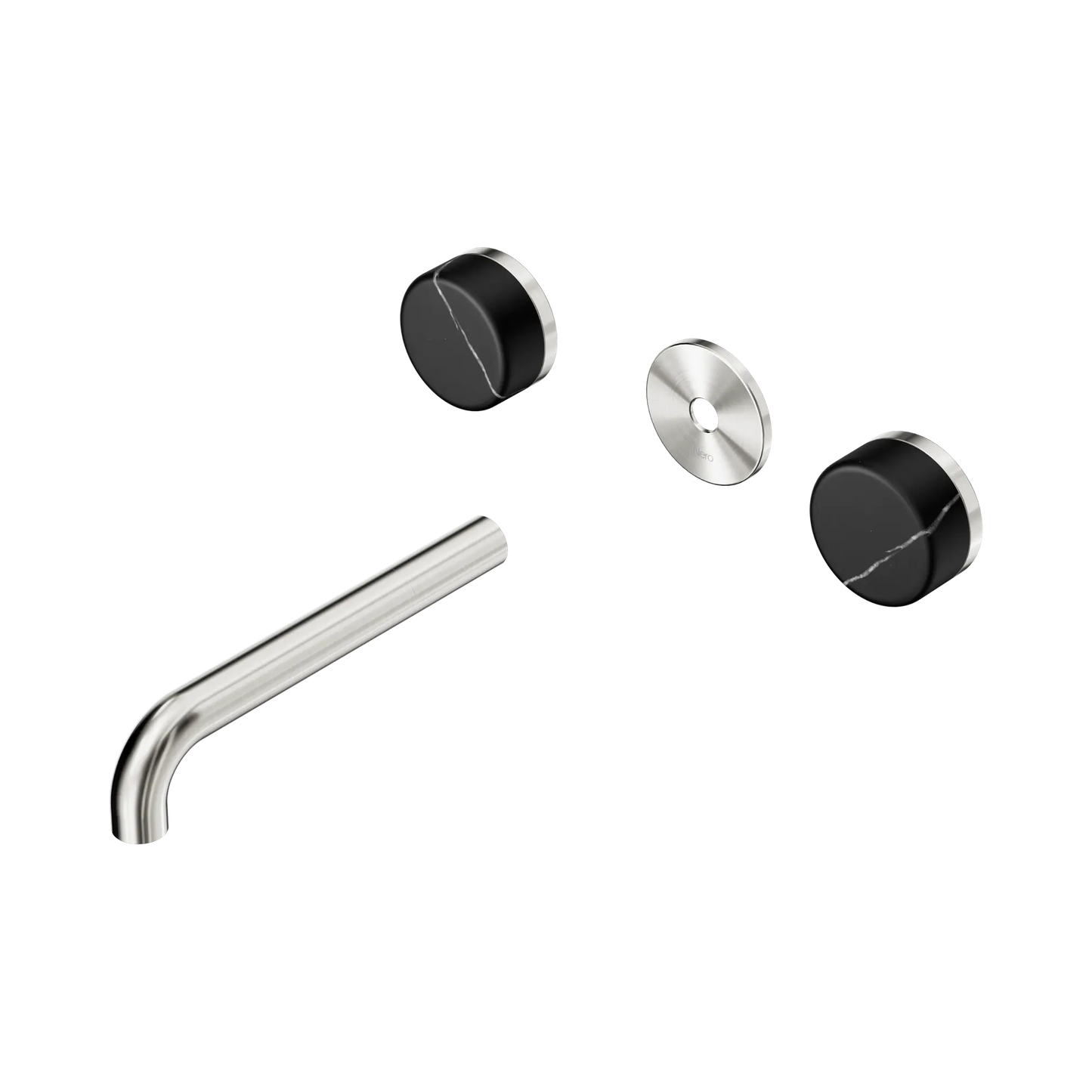 Serenity Wall Basin Set 185mm Spout With Marquina Black Handle Trim Kit Only Brushed Nickel