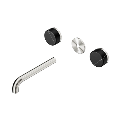 Serenity Wall Basin Set 185mm Spout With Marquina Black Handle Trim Kit Only Brushed Nickel