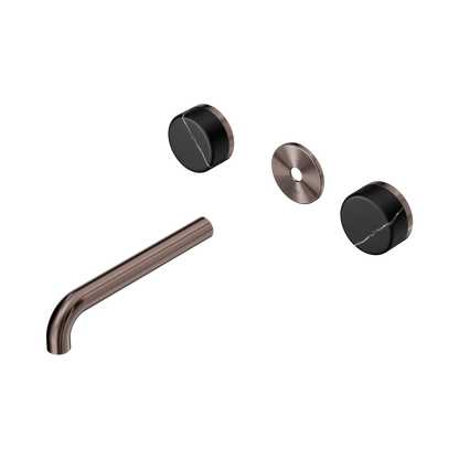 Serenity Wall Basin Set 185mm Spout With Marquina Black Handle Trim Kit Only Brushed Bronze
