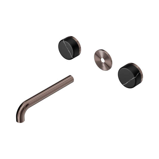 Serenity Wall Basin Set 185mm Spout With Marquina Black Handle Trim Kit Only Brushed Bronze