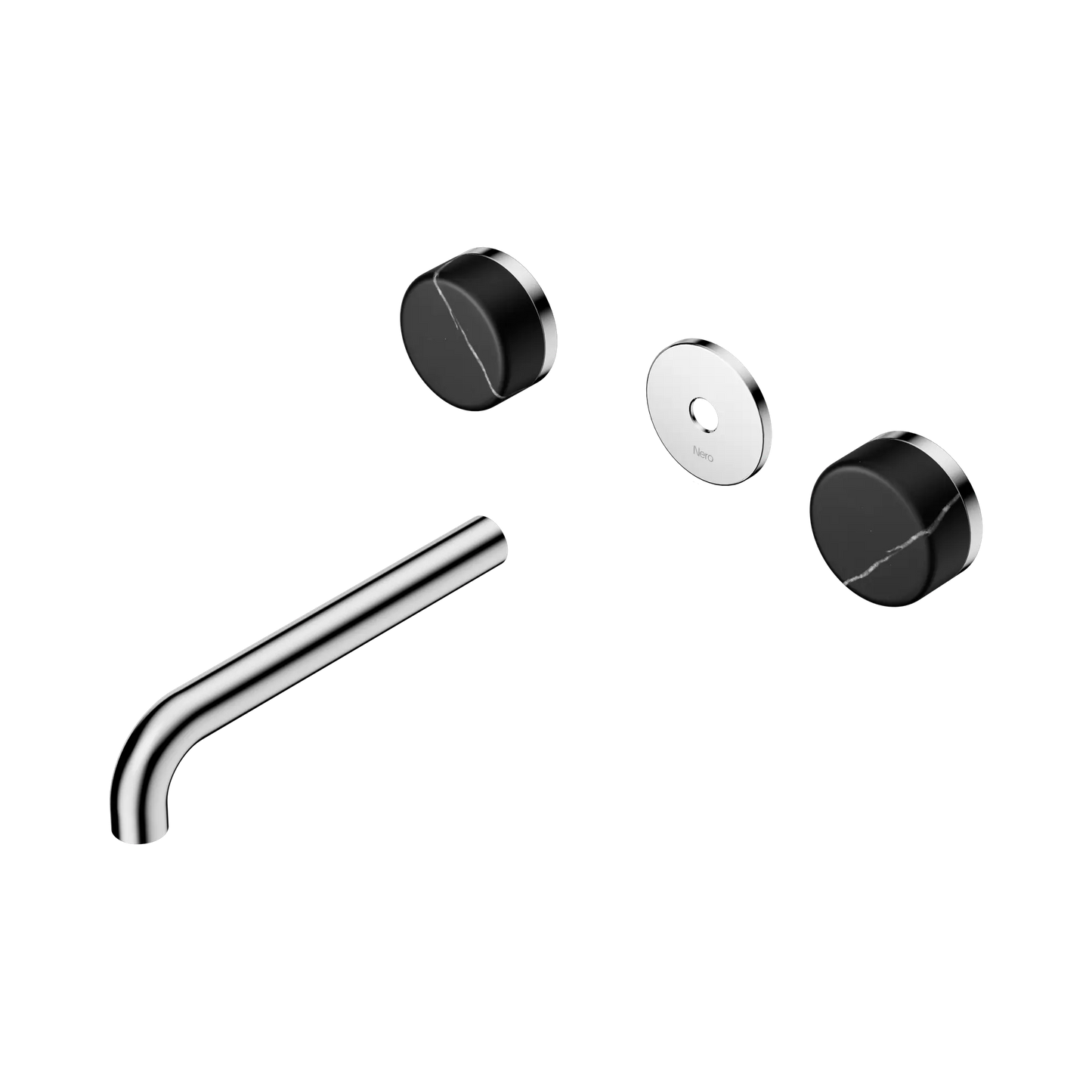 Serenity Wall Basin Set 185mm Spout With Marquina Black Handle Trim Kit Only Chrome