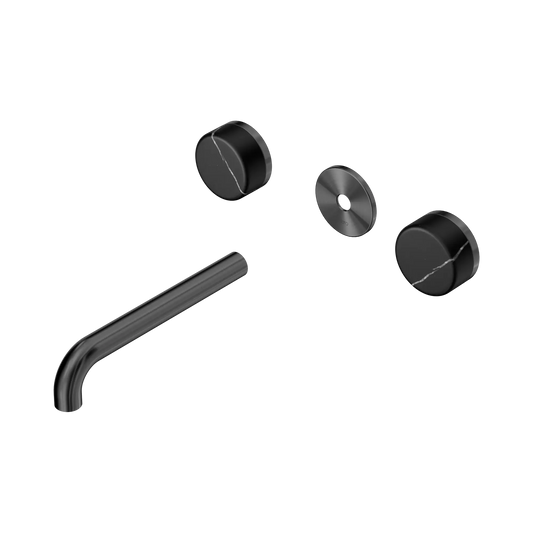 Serenity Wall Basin Set 185mm Spout With Marquina Black Handle Trim Kit Only Gun Metal