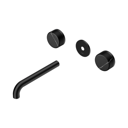 Serenity Wall Basin Set 185mm Spout With Marquina Black Handle Trim Kit Only Matte Black