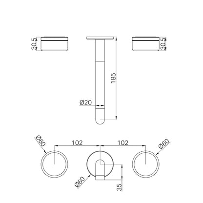 Serenity Wall Basin Set 185mm Spout With Marquina Black Handle Trim Kit Only Brushed Nickel