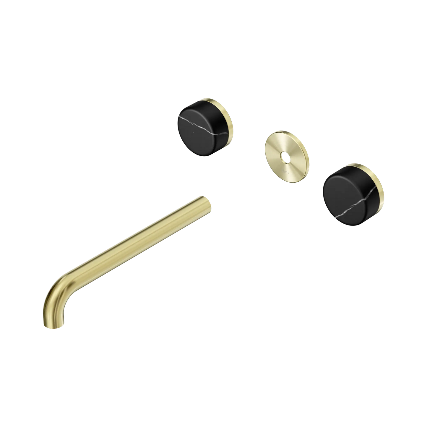 Serenity Wall Basin Set 220mm Spout With Marquina Black Handle Trim Kit Only Brushed Gold
